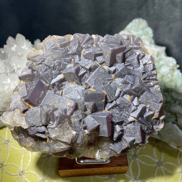 Other - Raw crystal cluster GREY-BLUE FLOURITE CUBES- no rock 4”x3” purple UV